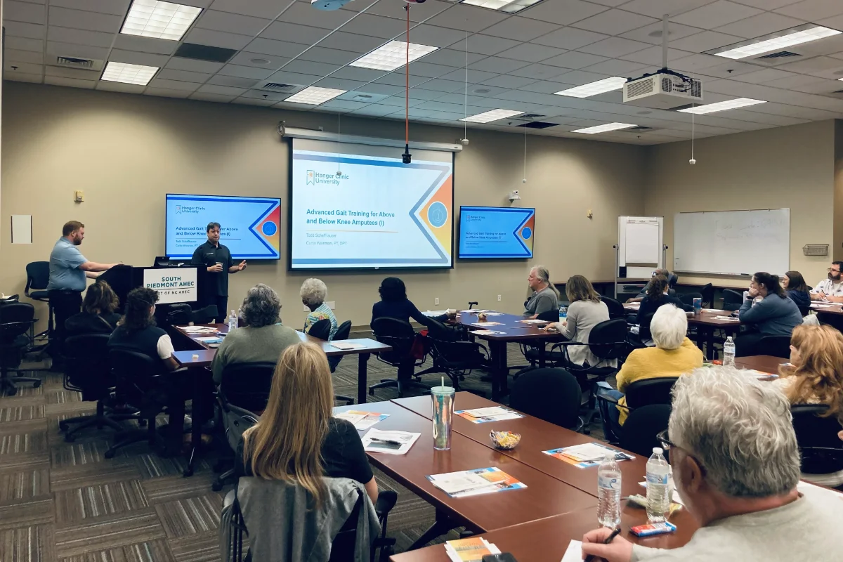 Instructor teaching gait training techniques